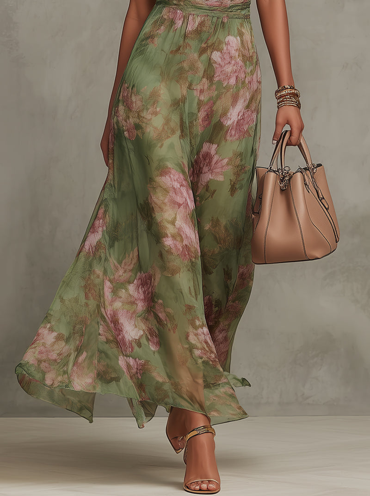 Robe Longue Fleurie Dos Nu Femme