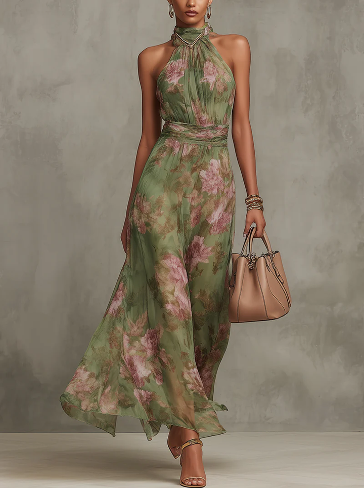 Robe Longue Fleurie Dos Nu Femme