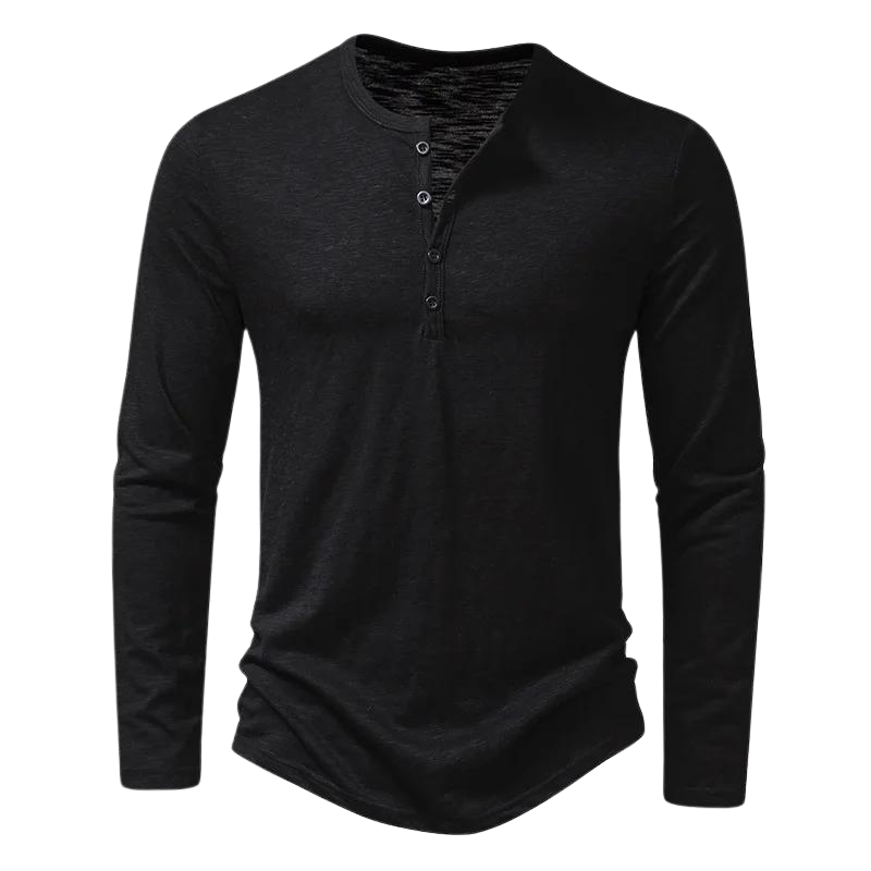 T-Shirt Henley à Manches Longues Homme