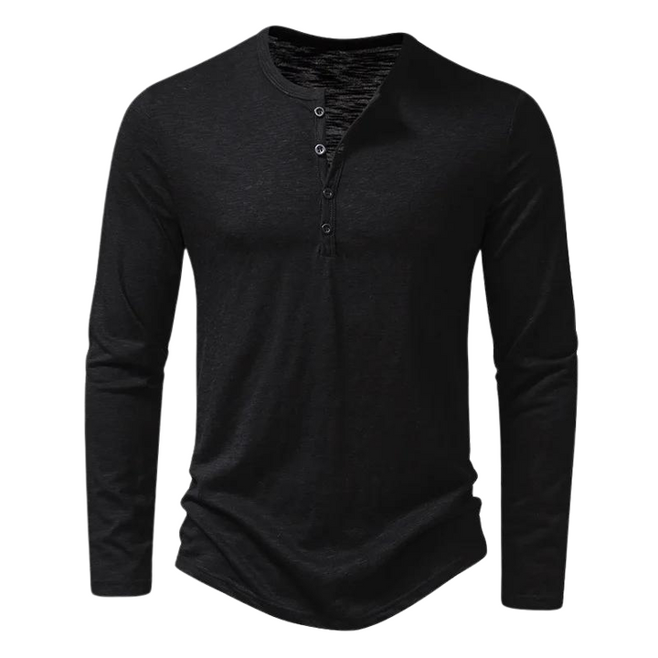 T-Shirt Henley à Manches Longues Homme
