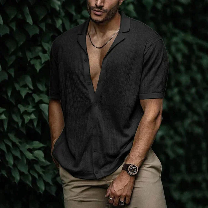 Chemise Texturée Manches Courtes Homme