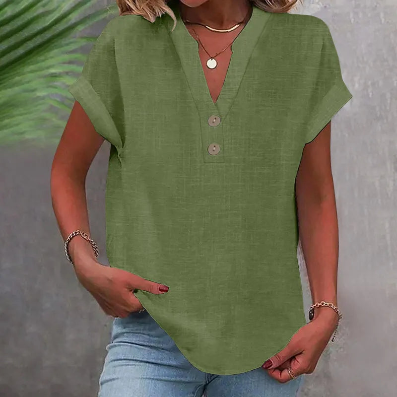 Blouse Col V Décontractée Femme