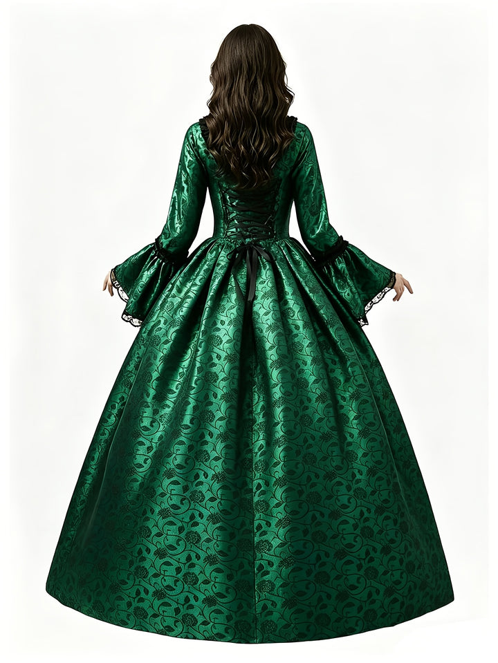 Robe Halloween Gothique à Manches Évasées Femme