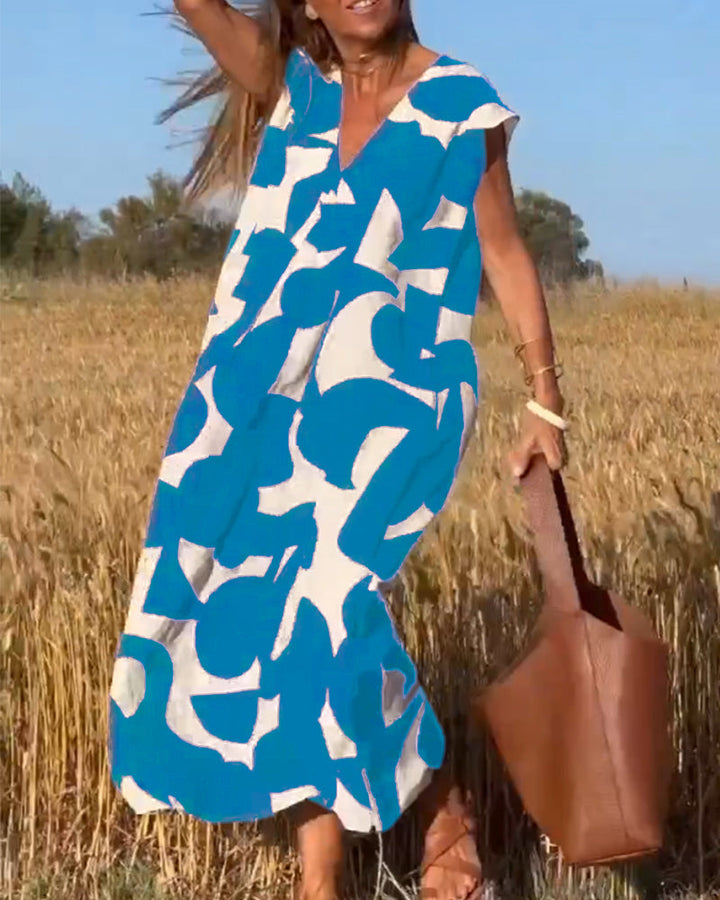 Robe Longue Imprimé Abstrait Femme