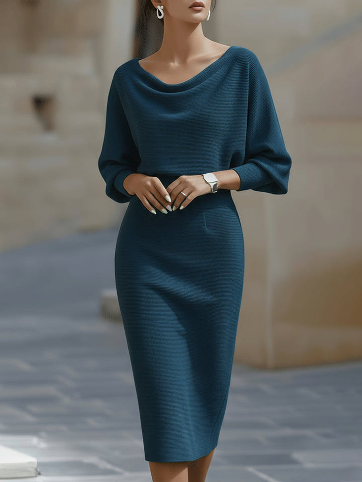 Robe Midi Drapée Ajustée Femme