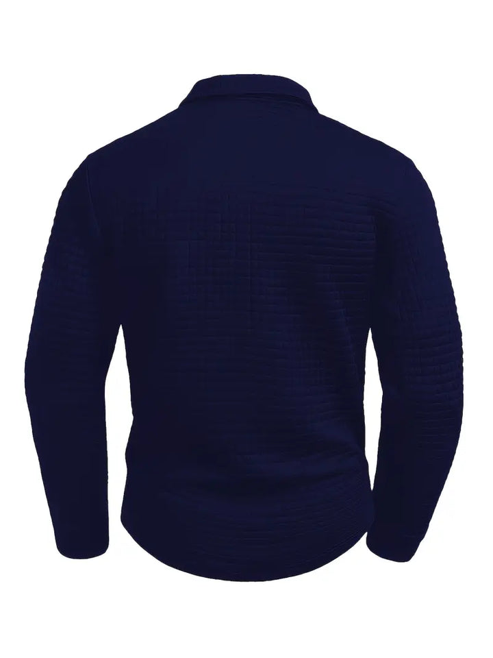 Polo Texturé à Manches Longues Homme
