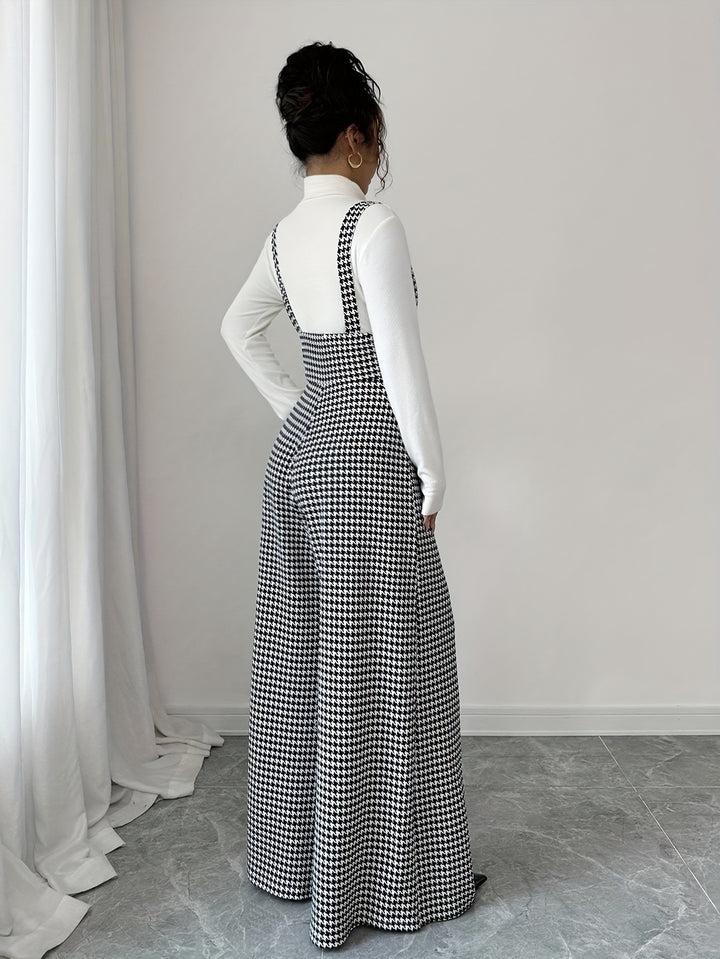 Combinaison Salopette à Motif Pied-de-Poule Femme