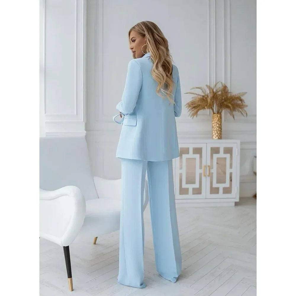 Tailleur avec Blazer et Pantalon Large Femme