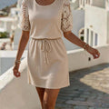Robe Courte Manches Ajourées Femme