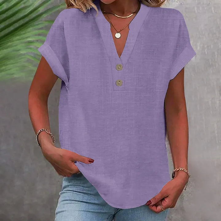 Blouse Col V Décontractée Femme