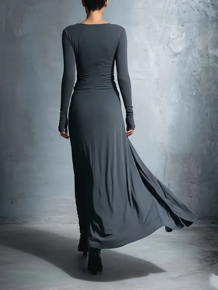 Robe Longue Drapée Asymétrique Femme