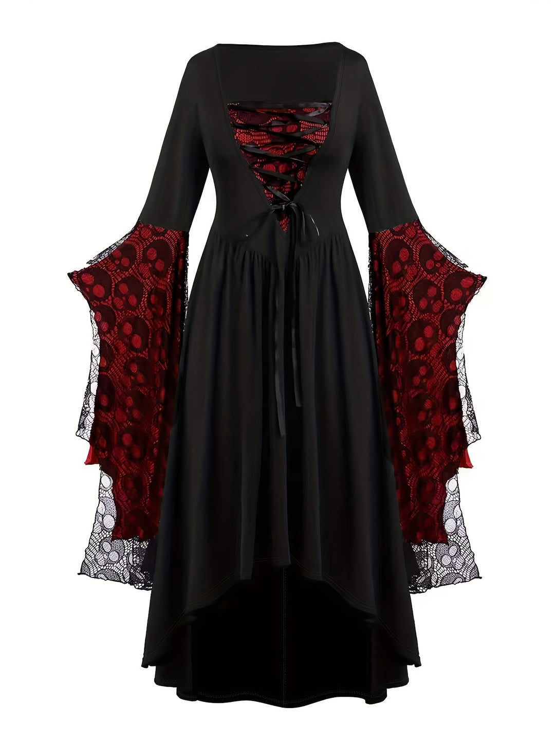 Robe Halloween Gothique à Manches Évasées Femme