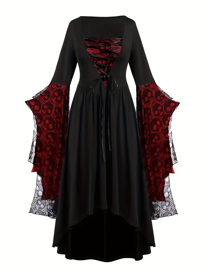 Robe Halloween Gothique à Manches Évasées Femme