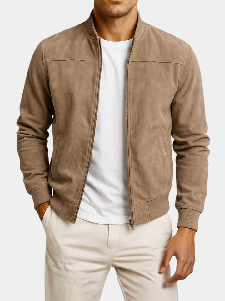Blouson Zippé Effet Suédine Homme