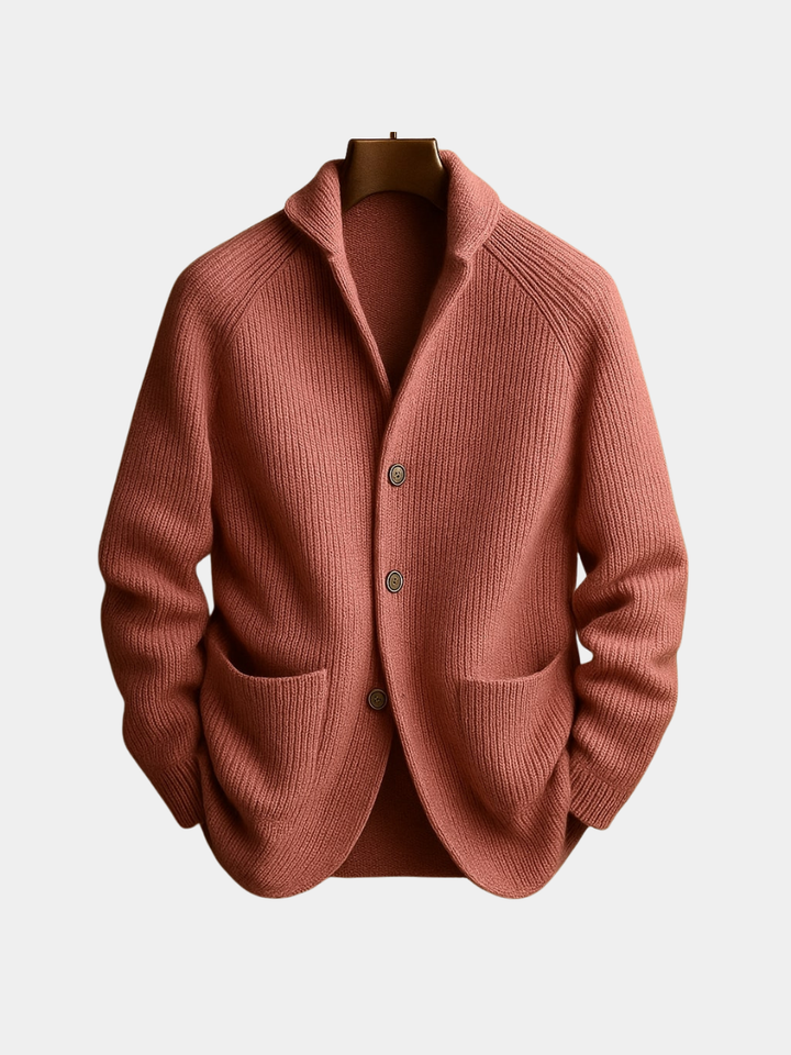 Cardigan en Maille Côtelée à Boutons Homme