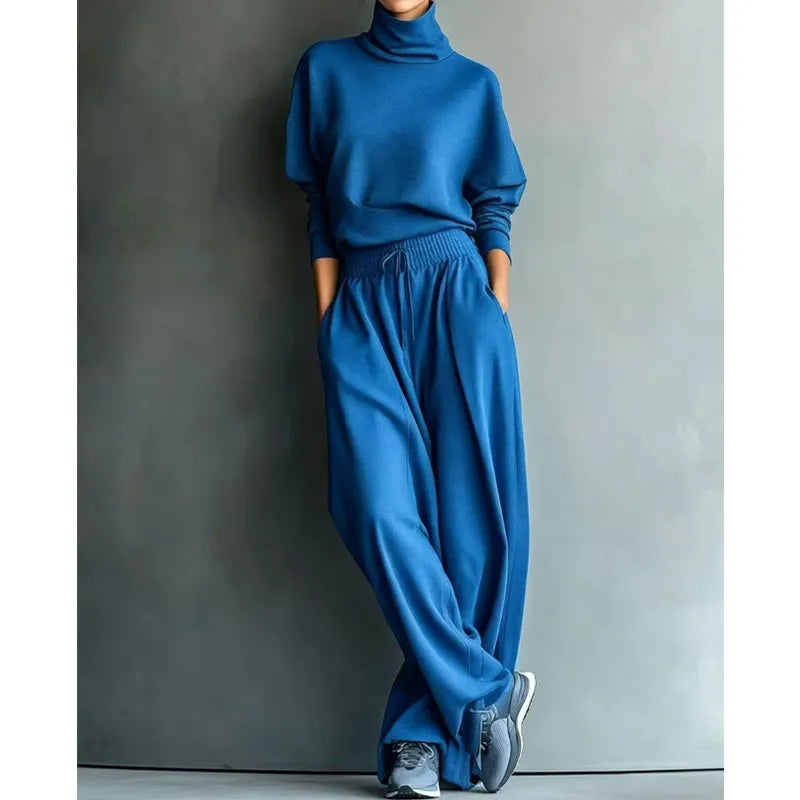 Ensemble 2 Pièces Col Roulé Et Pantalon Large Femme