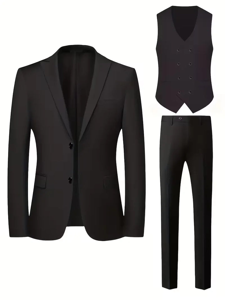 Costume Avec Gilet Croisé Et Revers Pointus Homme