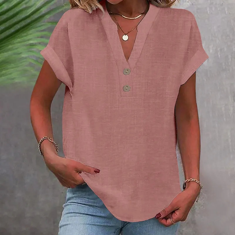 Blouse Col V Décontractée Femme