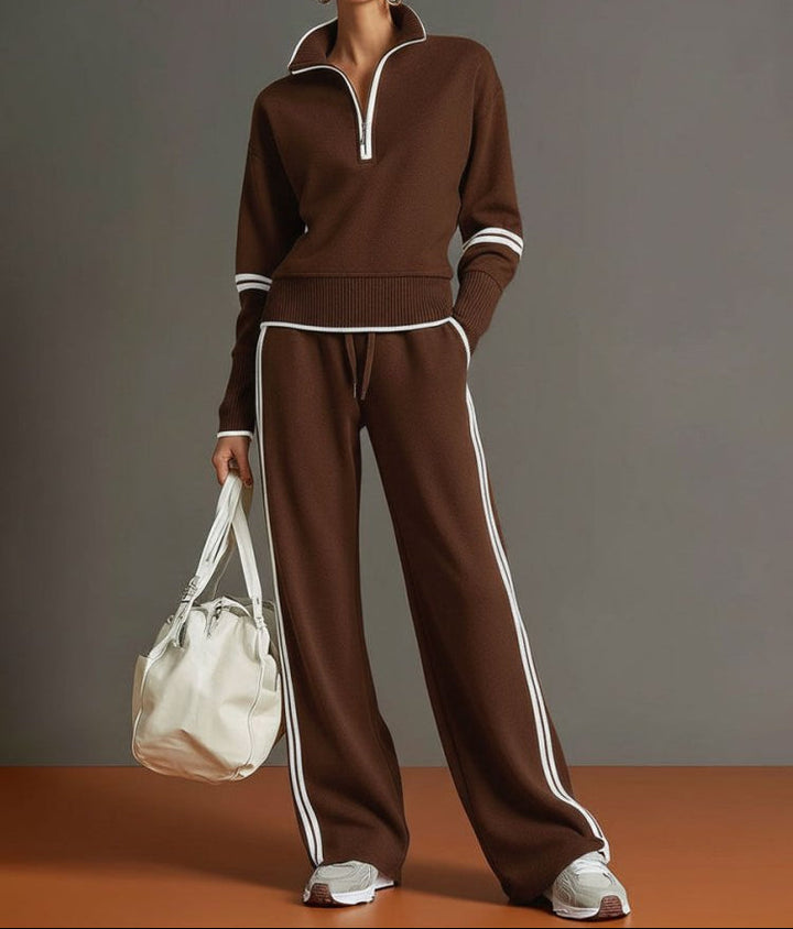 Ensemble Lounge Zippé à Pantalon Large Femme