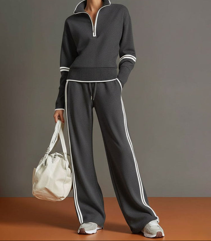 Ensemble Lounge Zippé à Pantalon Large Femme
