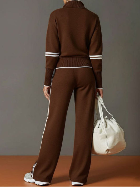 Ensemble Lounge Zippé à Pantalon Large Femme