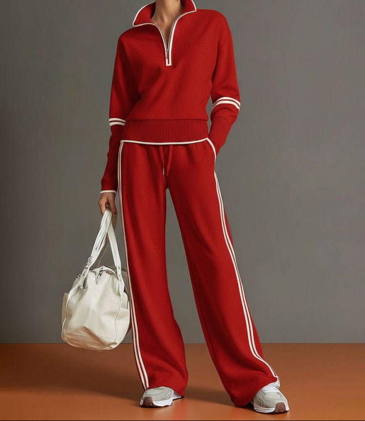 Ensemble Lounge Zippé à Pantalon Large Femme