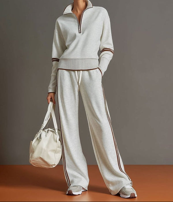 Ensemble Lounge Zippé à Pantalon Large Femme