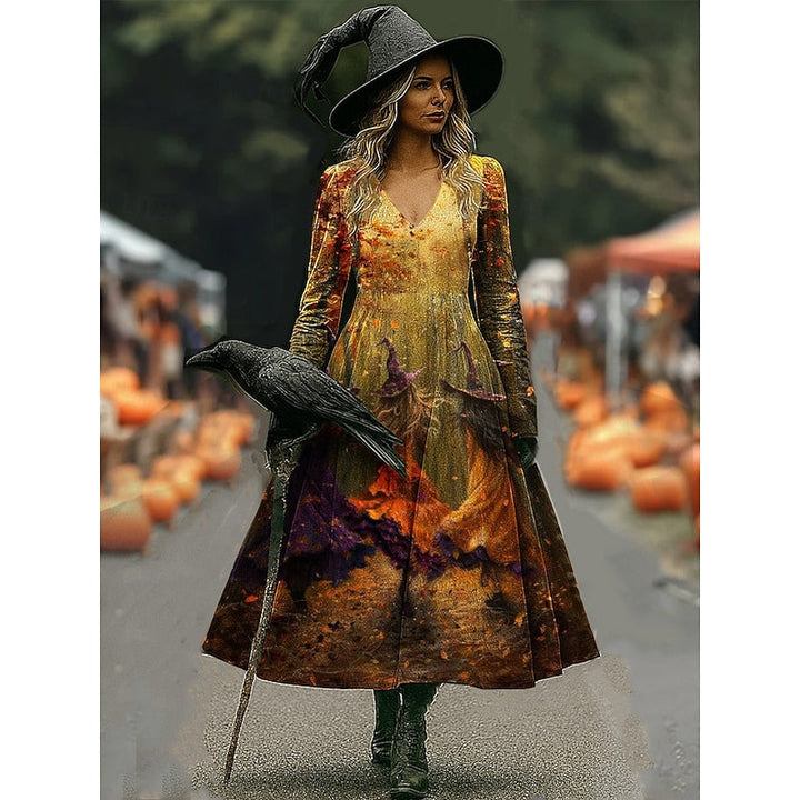 Robe Midi Halloween Sorcière Femme