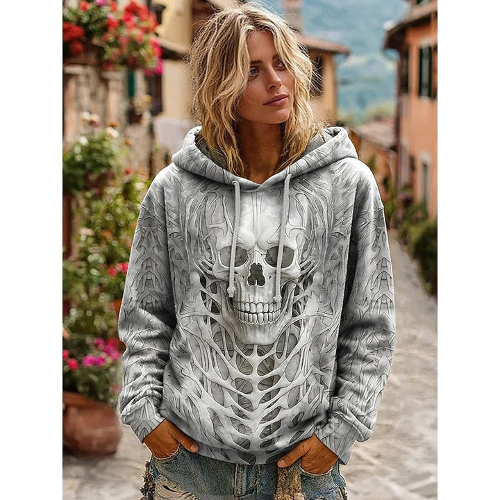 Sweat à Capuche Halloween Imprimé Squelette Femme