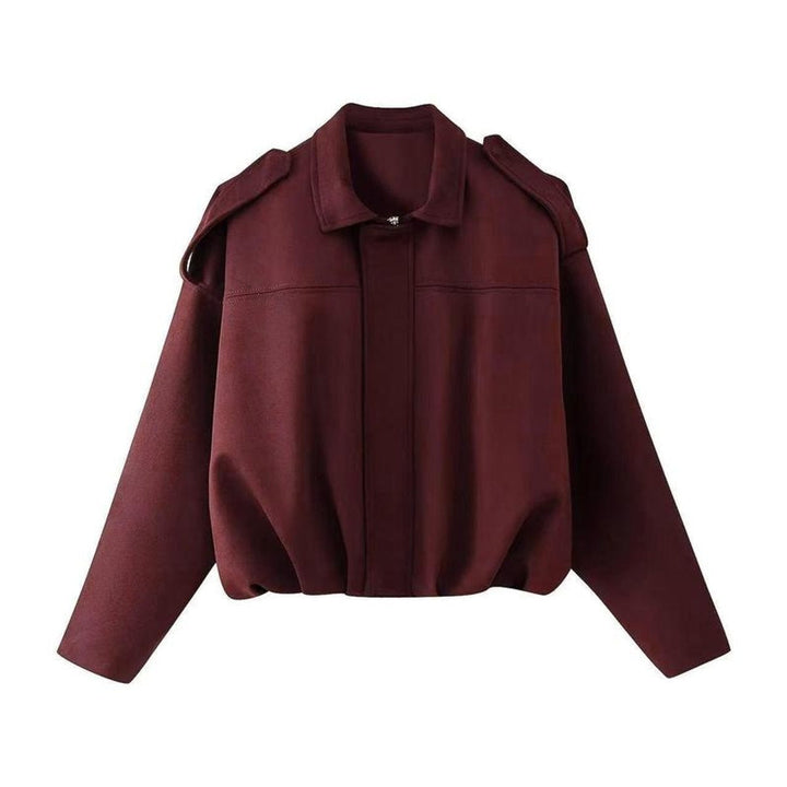 Veste Courte Zippée à Col Chemise Femme