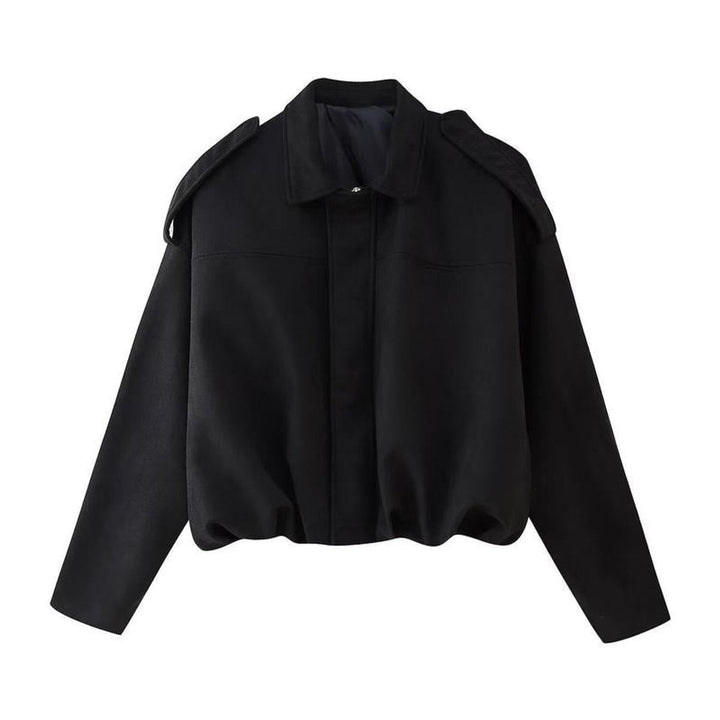 Veste Courte Zippée à Col Chemise Femme