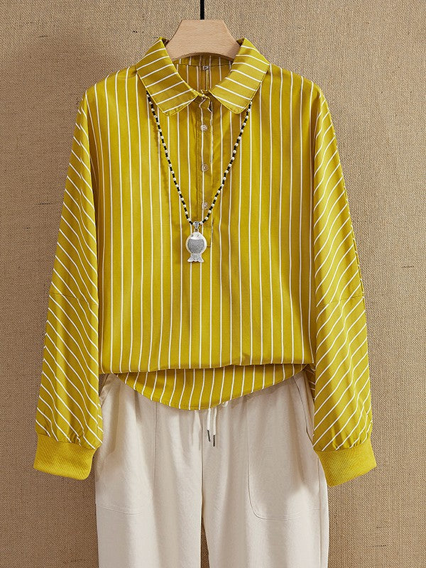 Blouse Rayée Boutonnée Femme