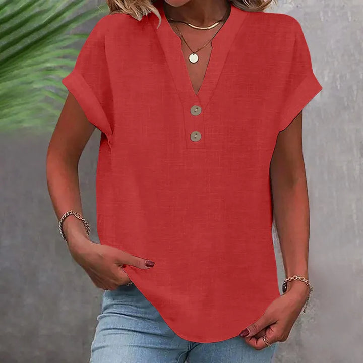 Blouse Col V Décontractée Femme