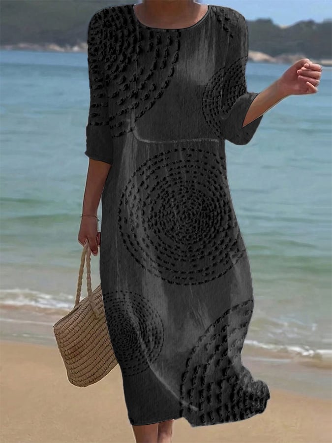 Robe Midi Fluide Texturée Femme