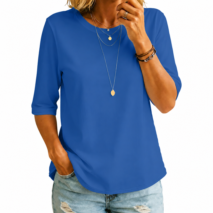 T-Shirt Manches Mi-Longues Col Rond Femme