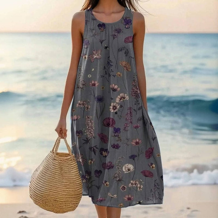 Robe Florale Sans Manches Femme