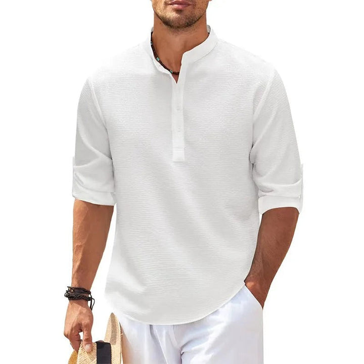Chemise Col Mao Texturée Homme