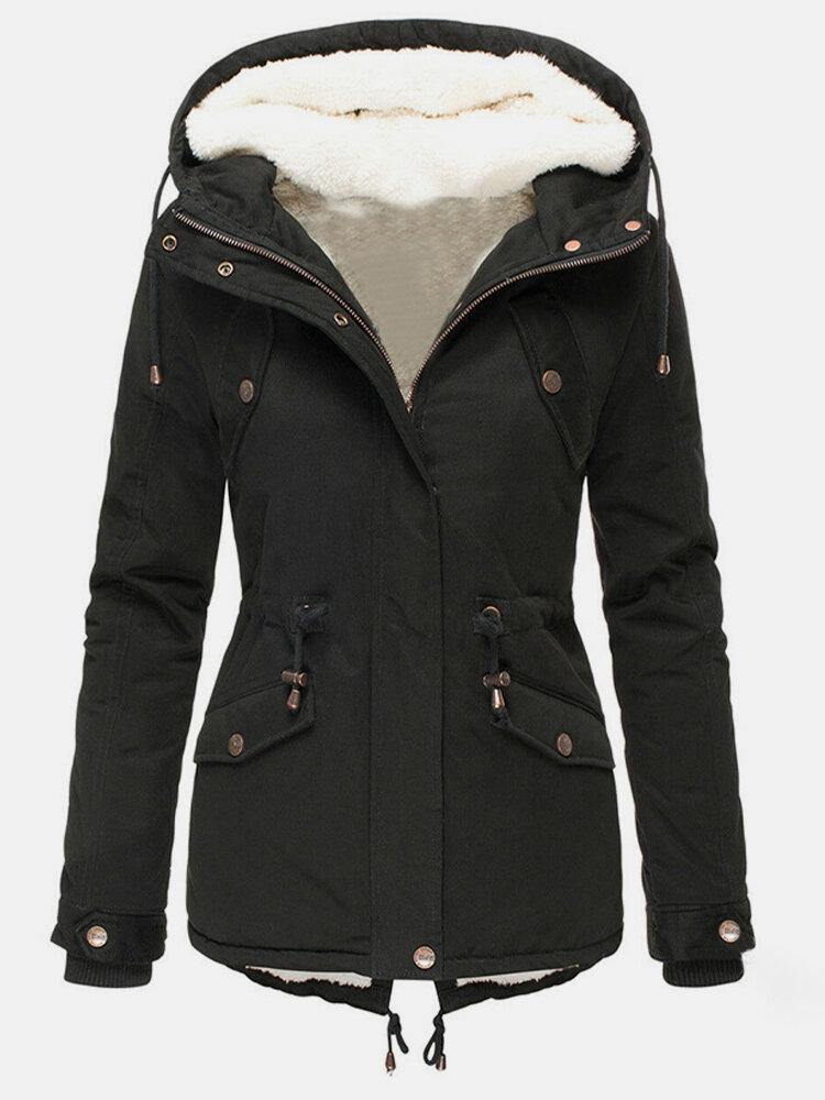 Parka À Capuche Taille Ajustable Femme