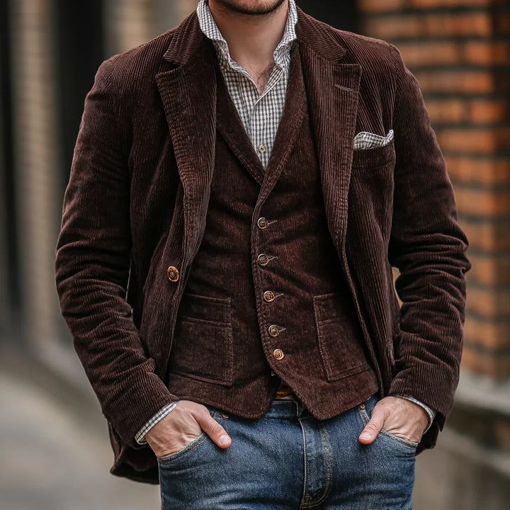 Blazer Texturé à Revers Crantés Homme