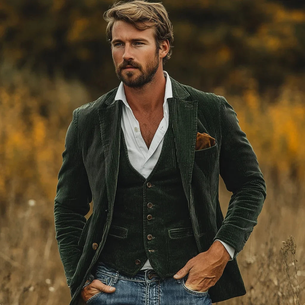 Blazer Texturé à Revers Crantés Homme