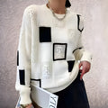 Pull Graphique À Maille Ajourée Femme