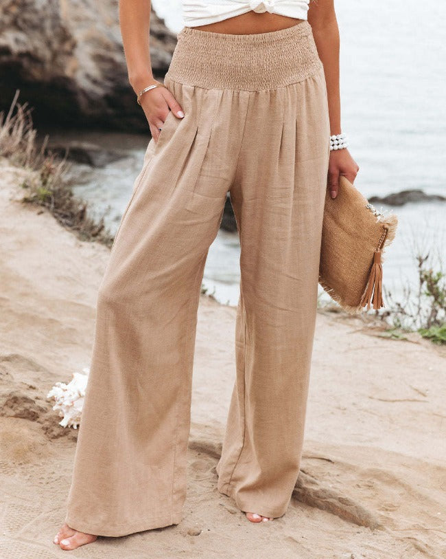 Pantalon Large Smocké Femme