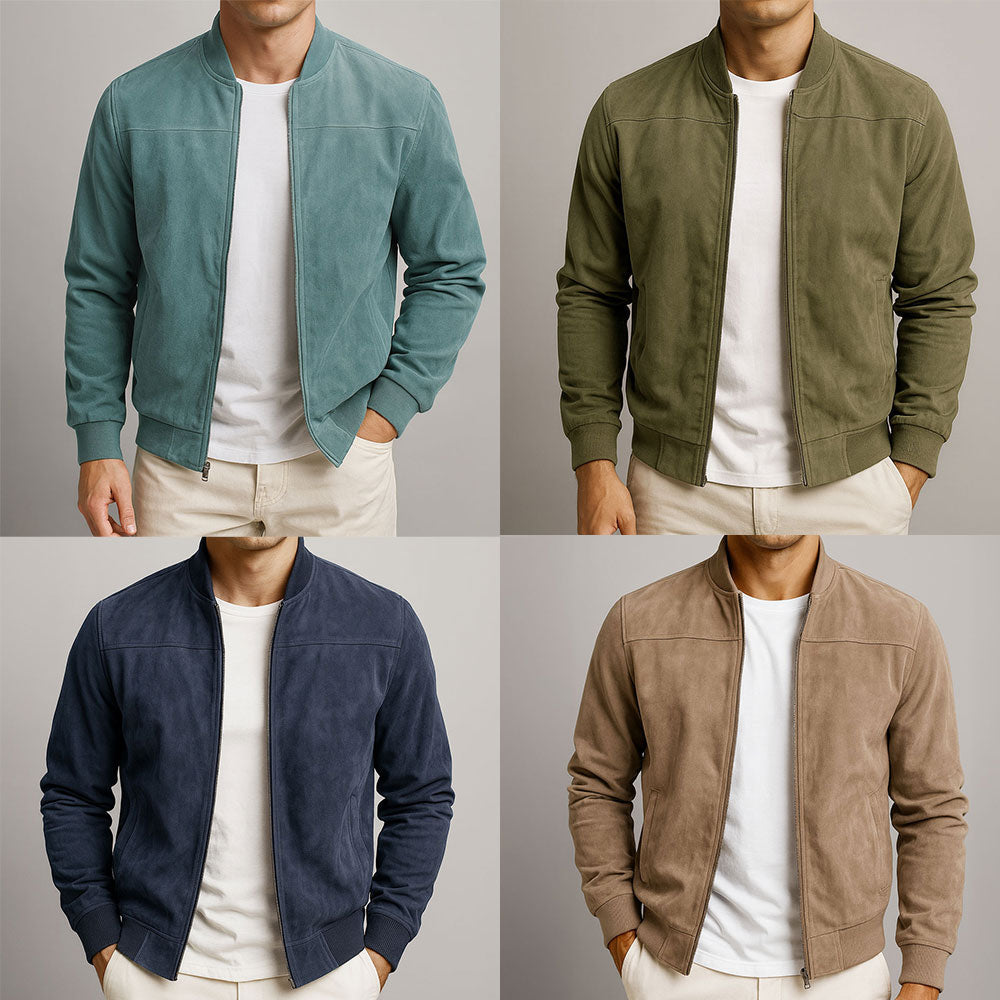 Blouson Zippé Effet Suédine Homme