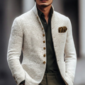 Blazer Texturé à Col Montant Boutonné Homme