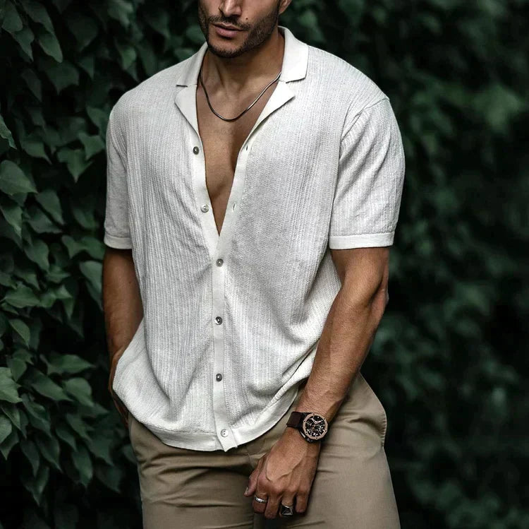 Chemise Texturée Manches Courtes Homme