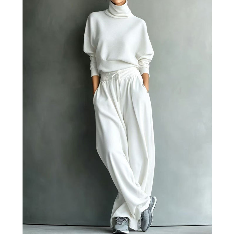 Ensemble 2 Pièces Col Roulé Et Pantalon Large Femme