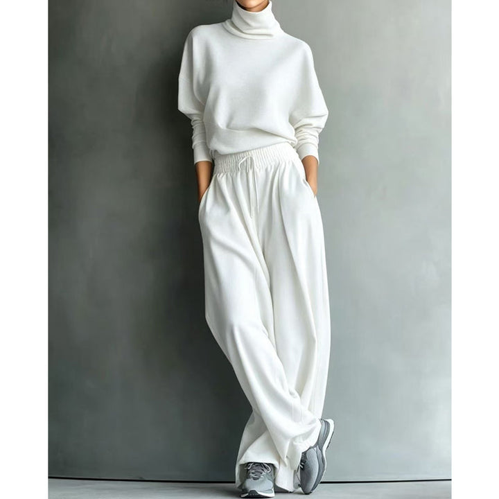 Ensemble 2 Pièces Col Roulé Et Pantalon Large Femme