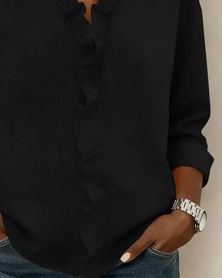 Blouse À Volants Manches Longues Femme