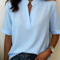 Women's Flowing V-Neck Mid-Sleeve Blouse