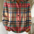 Cardigan à Carreaux Boutonné Col Chemise Femme